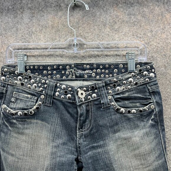 Miss Me Jeans Womens 26 Anchorage Studded Flare Distressed Denim Blue Bootcut - Picture 11 of 12